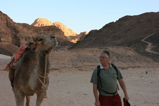 kameel wandelt een eindje mee met Wim