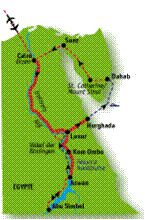 routekaartje Egypte-Sinaï